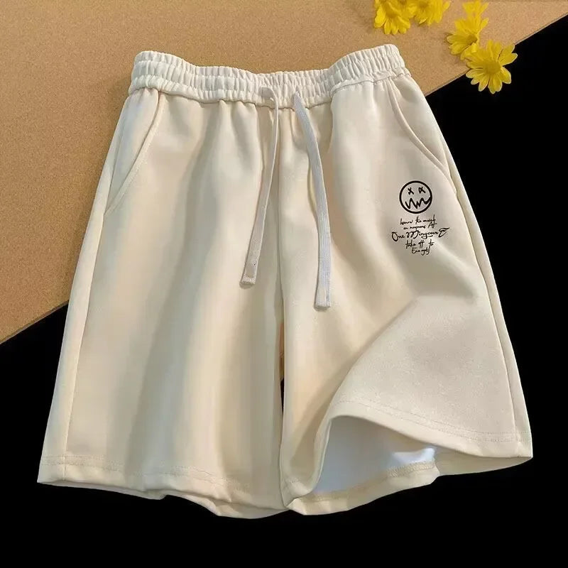 Graphic Smiley Face Sweat Shorts