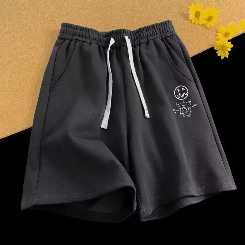 Graphic Smiley Face Sweat Shorts