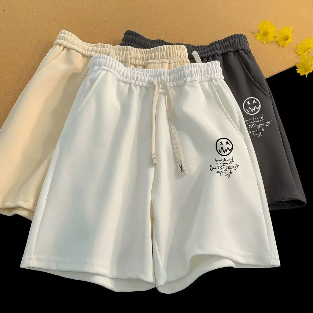 Graphic Smiley Face Sweat Shorts