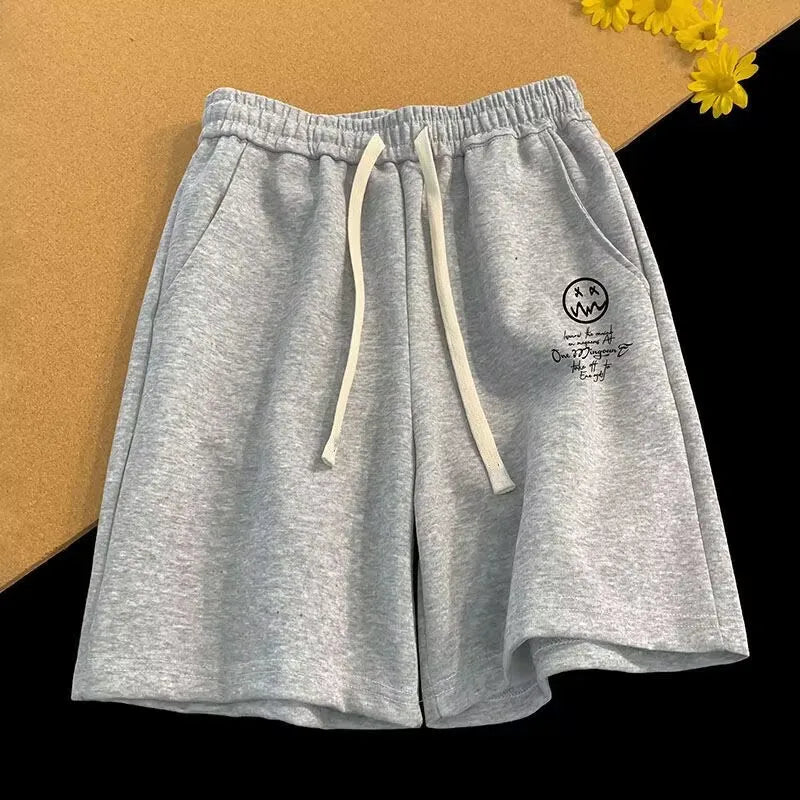 Graphic Smiley Face Sweat Shorts