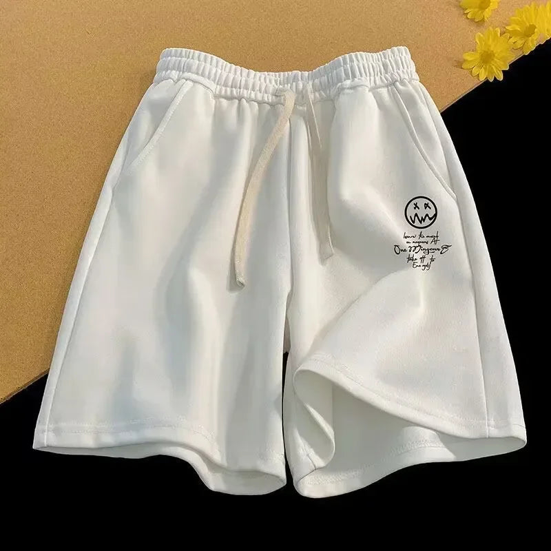 Graphic Smiley Face Sweat Shorts