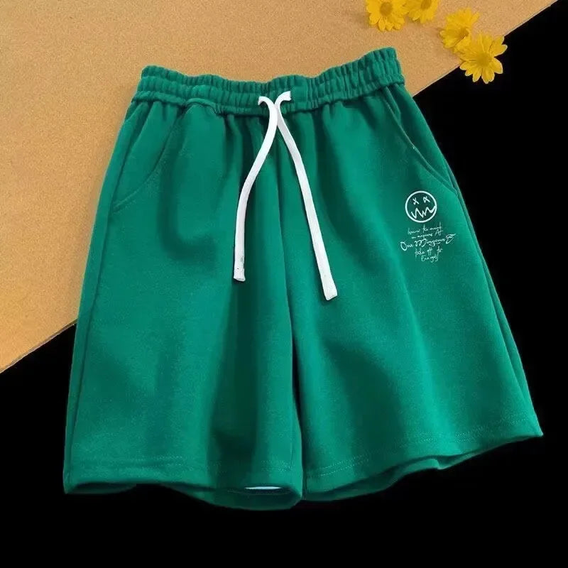Graphic Smiley Face Sweat Shorts