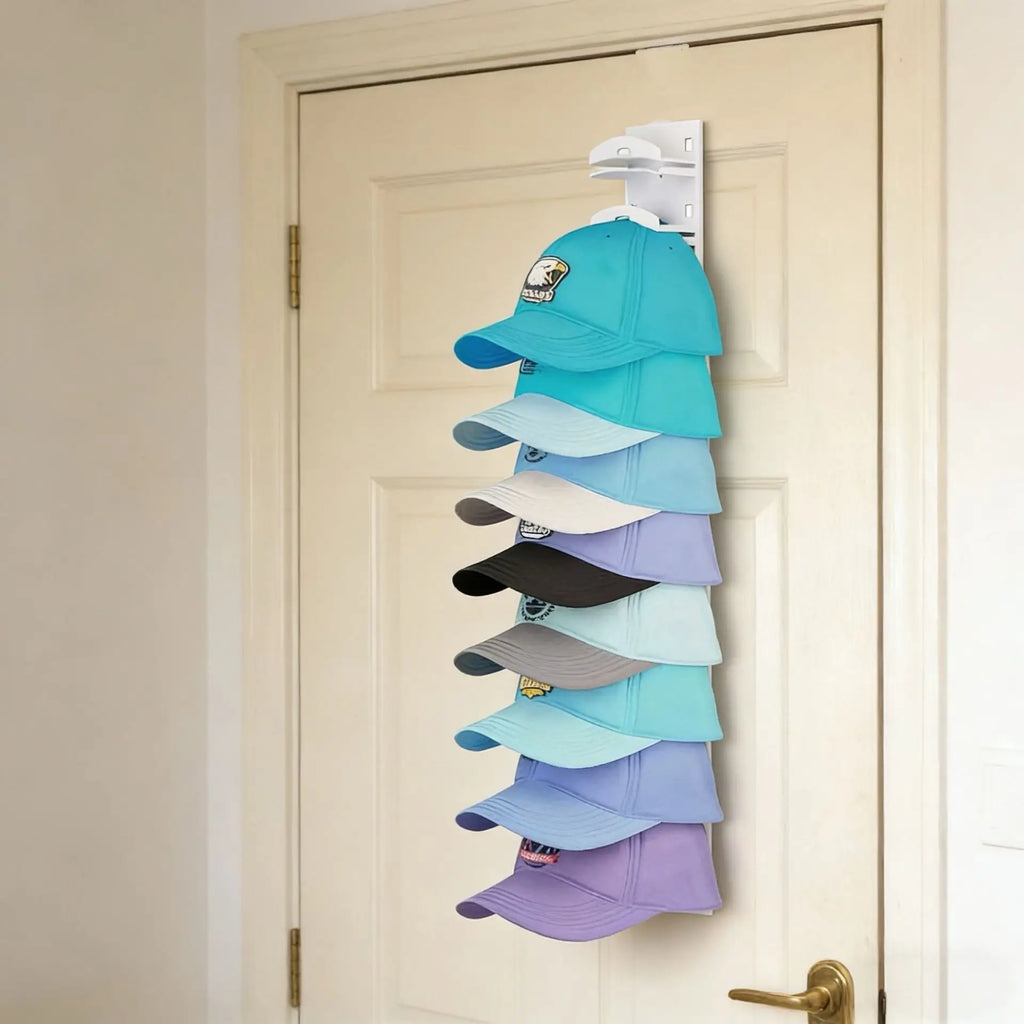 1pc Wall Mounted Display Shelf for 18 Caps & Hats, Multi-Layer, Decorative &Space Saving, Home Decor Organizer for Bedroom, Door