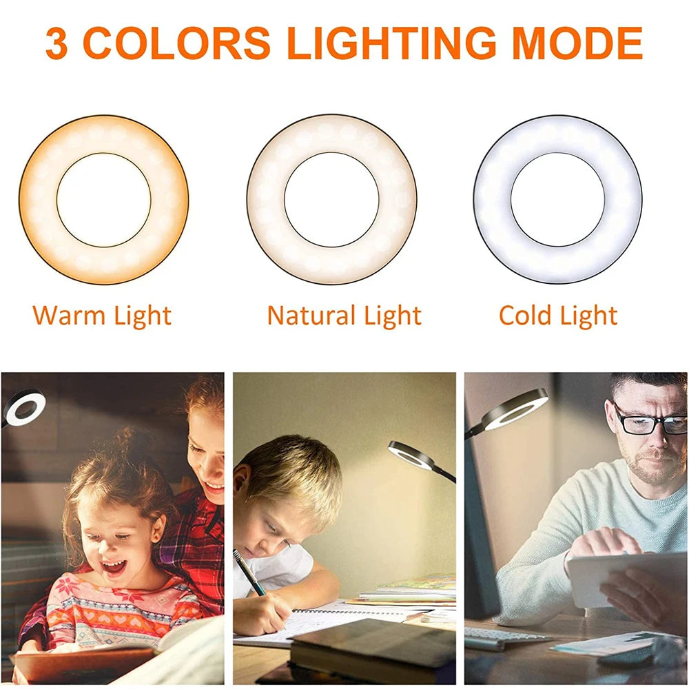 LED Clip-On Desk Lamp with Flexible Gooseneck