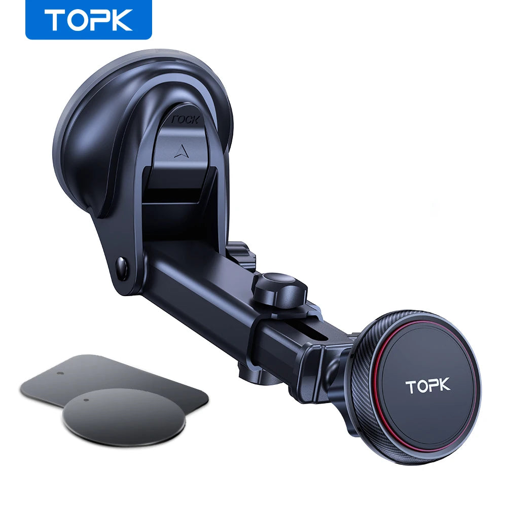 TOPK Magnetic Car Phone Mount – Suction Cup Dashboard & Windshield Holder