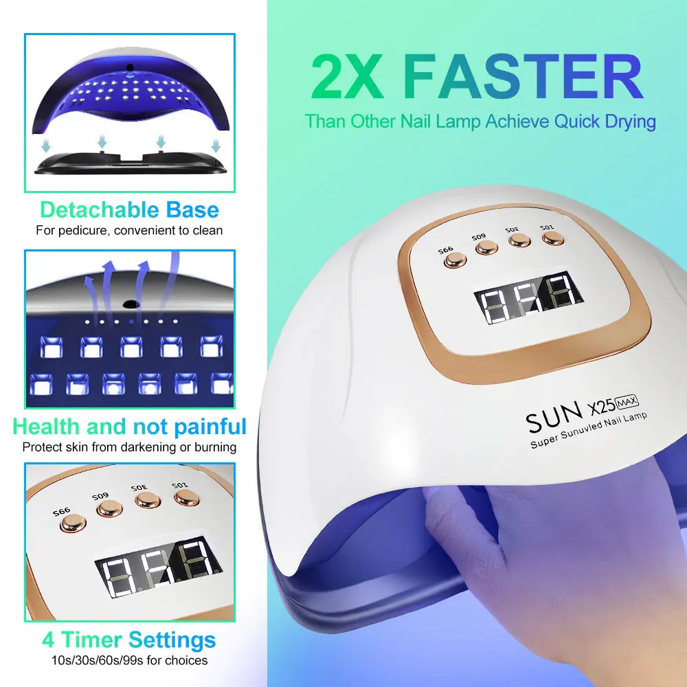 SUN X25 MAX UV/LED Nail Lamp – 81 LEDs, 4 Timer Settings